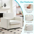 Mjkone Fauteuil pivotant moderne 360°, Fauteuil carré rembourré, Canapé simple confortable en chenille