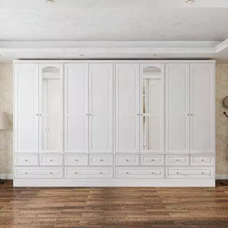 Armoire de chambre Famapy 3 portes avec miroir, 6 tiroirs, étagères réglables et rangement supérieur encastré