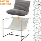 Fauteuil d'appoint suspendu pour salon, fauteuil douillet moderne à cadre métallique, chaises rembourrées avec coussin en mousse déchiquetée, chaise longue