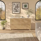 Commode moderne cannelée à 7 tiroirs, meuble de rangement de style Mid-century, organiseur de rangement en bois pour chambre à coucher, salon