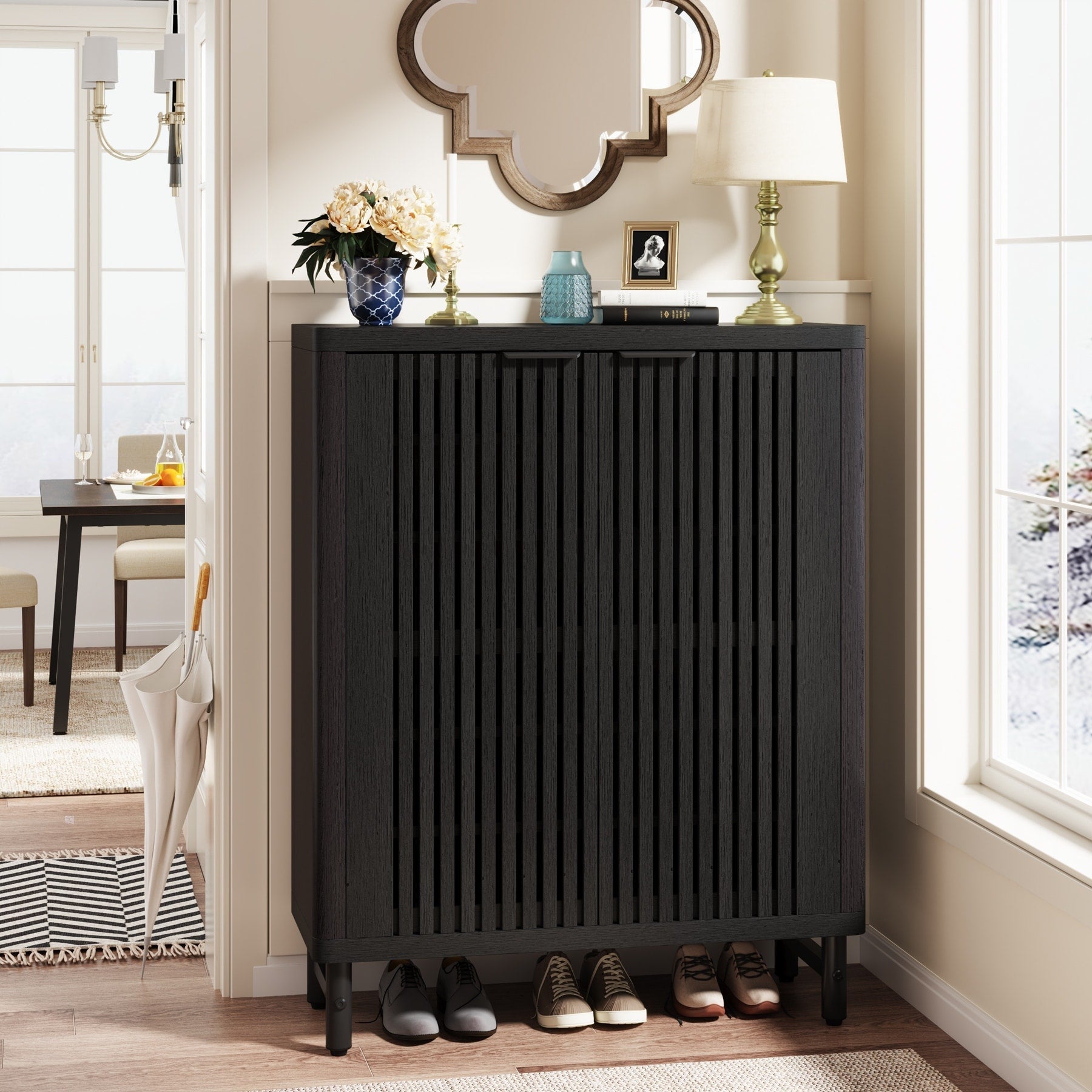 Meuble à chaussures 24 paires avec porte pour entrée et salon