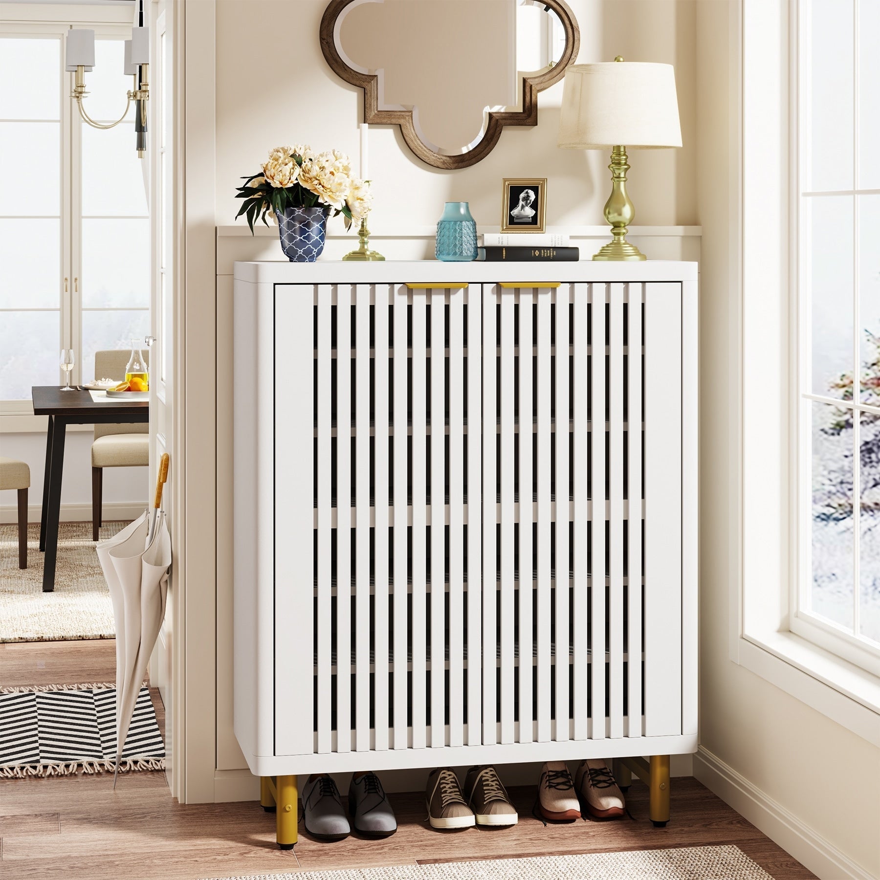 Meuble à chaussures 24 paires avec porte pour entrée et salon
