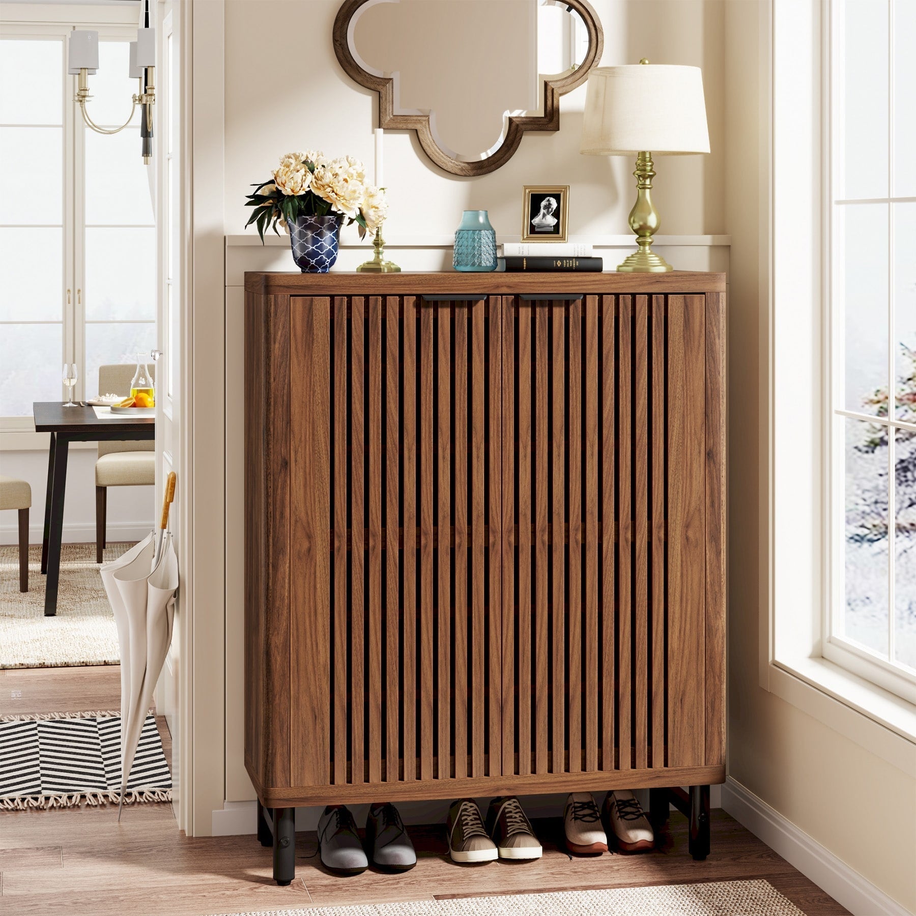 Meuble à chaussures 24 paires avec porte pour entrée et salon
