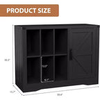 Meuble Tourne-Disque Noir en Bois de Style Ferme avec Porte Coulissante – Rangement de Vinyles pour 750 Albums, Étagères d'Exposition, Meuble TV Idéal pour Salon