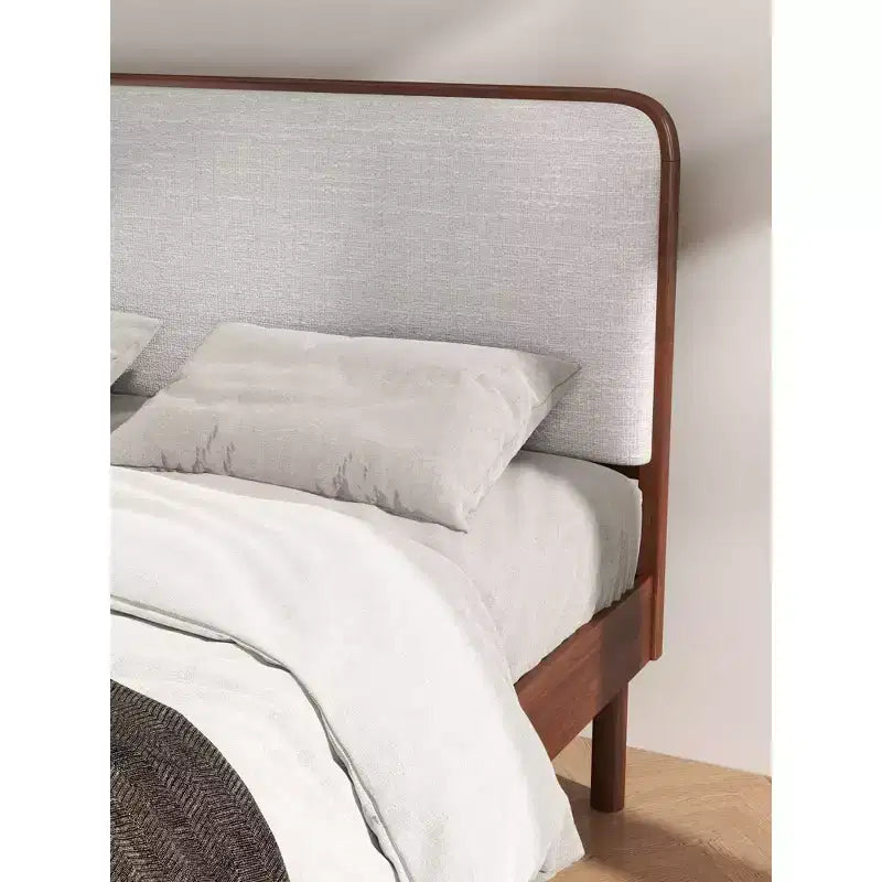 Lit Plateforme Queen Roundhill Furniture Wyller en Bois d'Hévéa, Fini Noyer Naturel