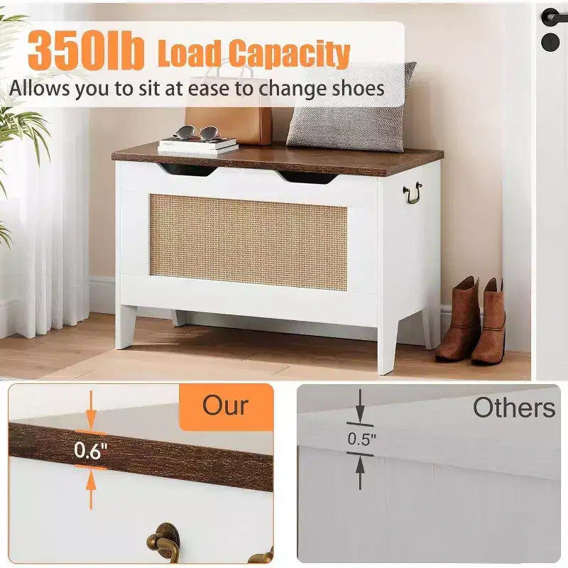 Banc de rangement décoratif Acekool, coffre d'entrée double usage avec charnière de sécurité