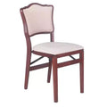 Stakmore Set of 2 French Upholstered Back Folding Chair Cherry Polyester Seat, Wood Frame, Fully Assembled