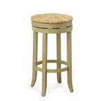 Tabouret de bar pivotant Carolina Living 30" Leif avec assise en jonc gris patiné : Chaise de comptoir ronde, sans dossier, à hauteur fixe