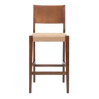 Lot de 2 tabourets de bar 29" Clara en jonc de mer tressé finition bois brun - Powell