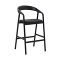 Armen Living Apache Wood and Faux Leather Counter Height Barstool Black Oak