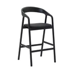 Armen Living Apache Wood and Faux Leather Counter Height Barstool Black Oak