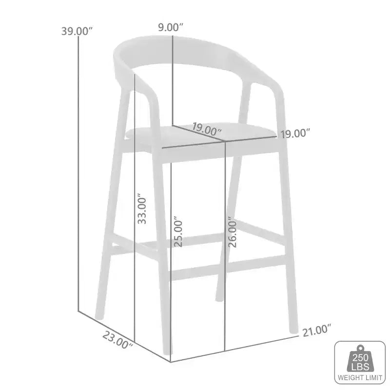Tabouret de bar hauteur comptoir Apache en bois et similicuir chêne noir Armen Living