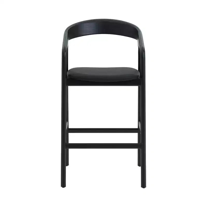Tabouret de bar hauteur comptoir Apache en bois et similicuir chêne noir Armen Living