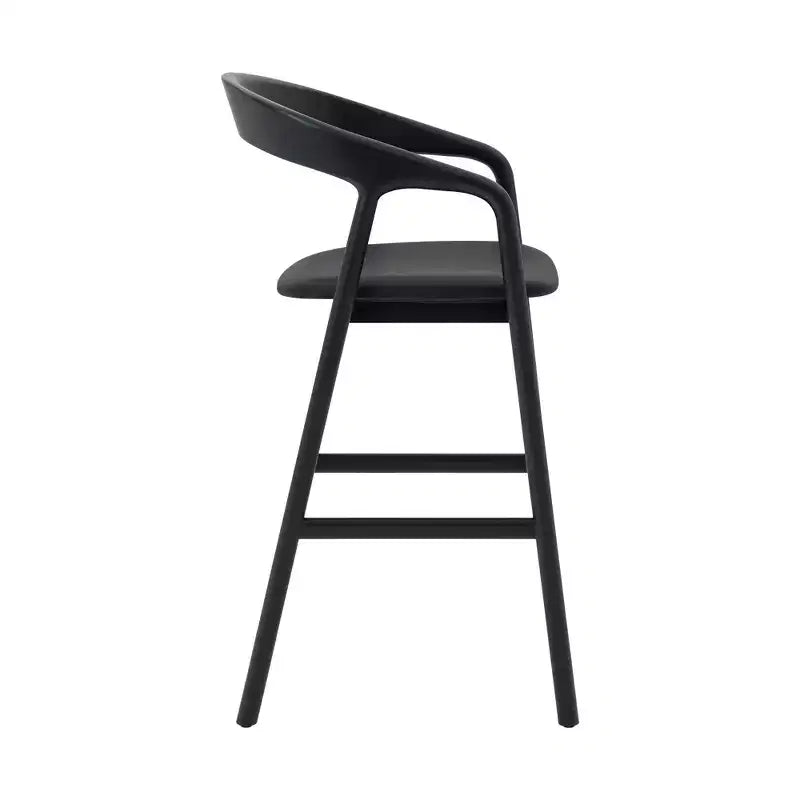 Tabouret de bar hauteur comptoir Apache en bois et similicuir chêne noir Armen Living