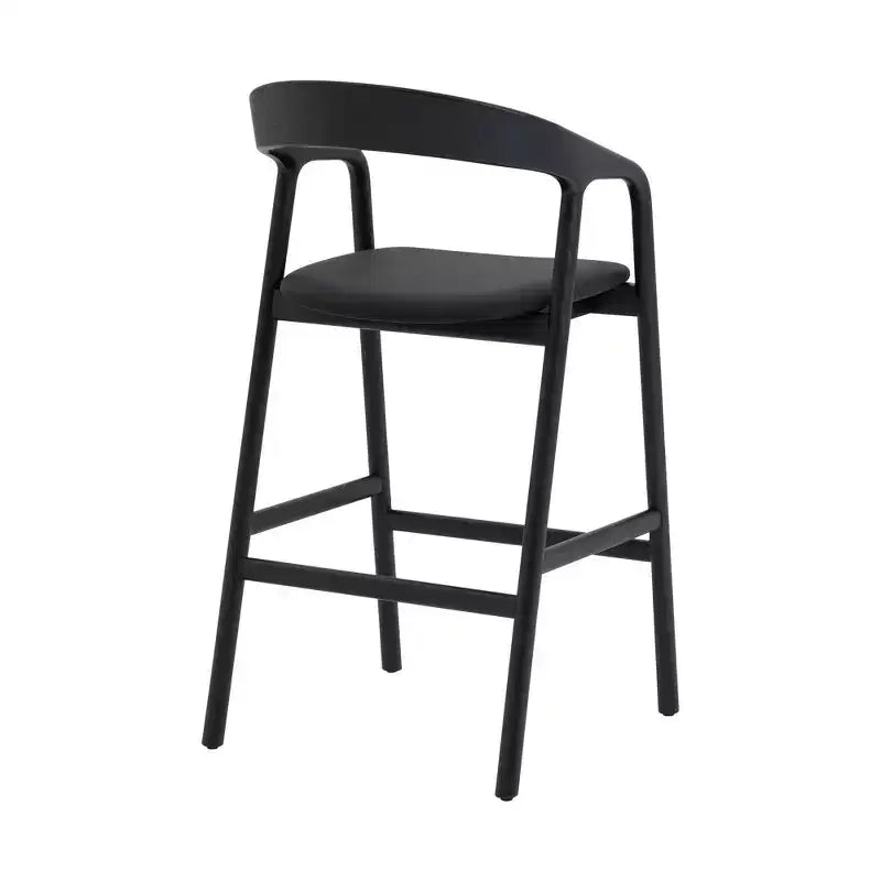 Tabouret de bar hauteur comptoir Apache en bois et similicuir chêne noir Armen Living