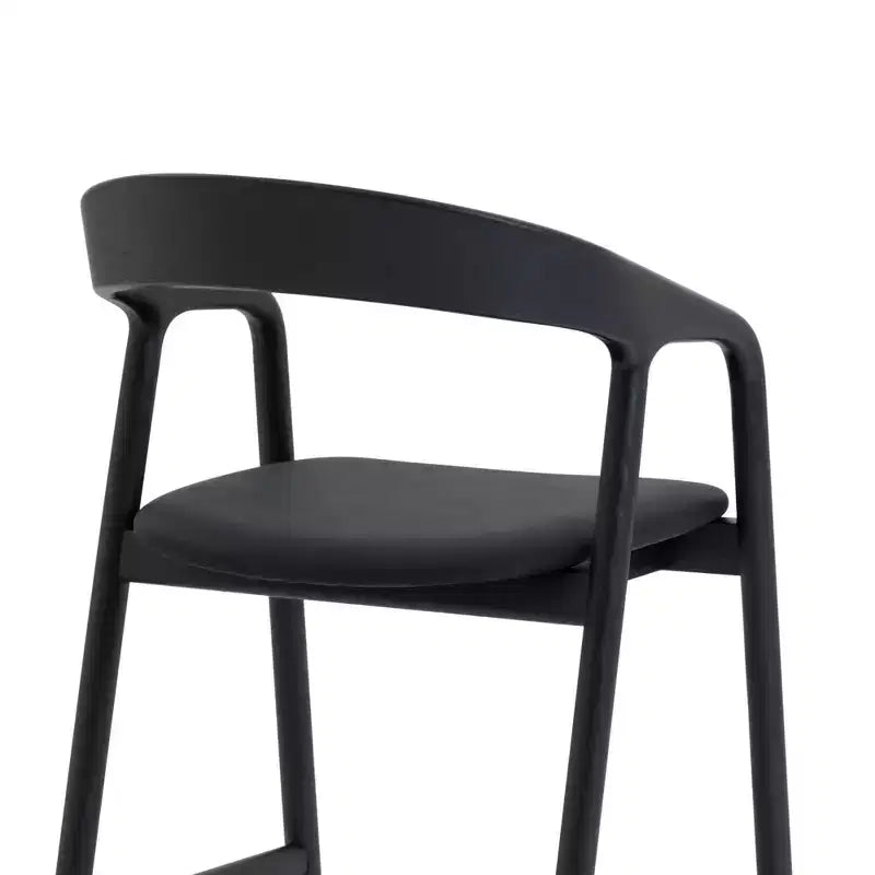 Tabouret de bar hauteur comptoir Apache en bois et similicuir chêne noir Armen Living