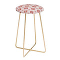 Schatzi Boho Tile Counter Height Barstool Gold/Red - Deny Designs: Modern Faux Leather, Artist-Designed, Steel Legs