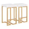 Set of 2 Midas 26" Gold Frame & White Velvet Seat Counter Height Barstool - LumiSource