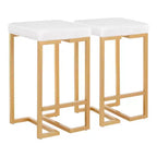 Set of 2 Midas 26" Gold Frame & White Velvet Seat Counter Height Barstool - LumiSource