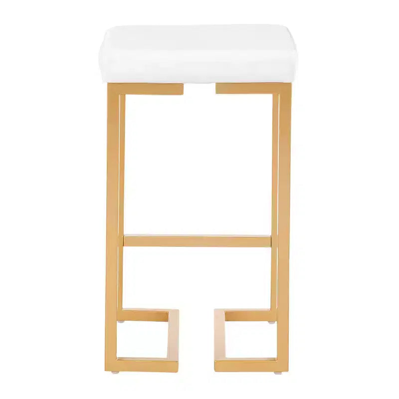 Lot de 2 tabourets de bar à hauteur de comptoir Midas 66 cm avec cadre doré et siège en velours blanc - LumiSource
