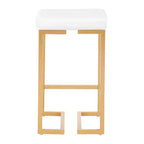 Lot de 2 tabourets de bar à hauteur de comptoir Midas 66 cm avec cadre doré et siège en velours blanc - LumiSource