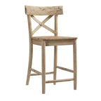 Picket House Furnishings 1pc Keaton Counter Height Barstool Beach: Mid-Century Modern, Acacia Frame, X-Back Design