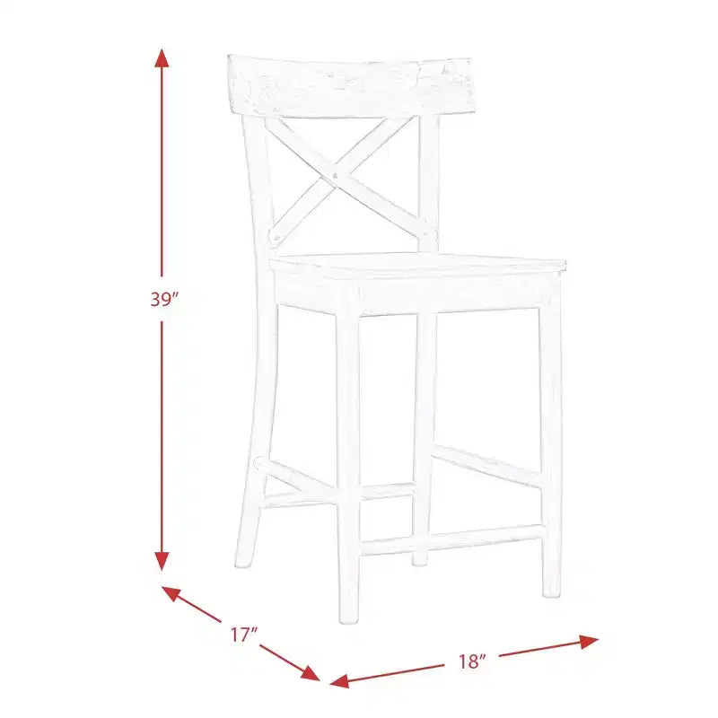Picket House Furnishings Tabouret de bar hauteur comptoir Keaton 1 pc Plage : Milieu de siècle moderne, Structure en acacia, Design dossier en X