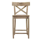 Picket House Furnishings Tabouret de bar hauteur comptoir Keaton 1 pc Plage : Milieu de siècle moderne, Structure en acacia, Design dossier en X