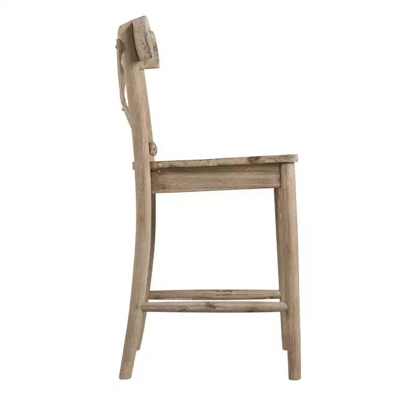 Picket House Furnishings Tabouret de bar hauteur comptoir Keaton 1 pc Plage : Milieu de siècle moderne, Structure en acacia, Design dossier en X