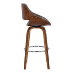 Tabouret de bar contemporain Mona 26 po (66 cm) noyer/gris - Armen Living : pivotant, repose-pieds chromé