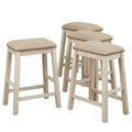 Lifestorey Set of 4 24" Tobias Counter Height Barstools Antique White with Linen Upholstery