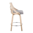 Lot de 2 tabourets de bar hauteur comptoir Charlotte Blanc délavé/Gris clair - LumiSource : pivotants rembourrés, cadre en bois