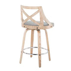 Lot de 2 tabourets de bar hauteur comptoir Charlotte Blanc délavé/Gris clair - LumiSource : pivotants rembourrés, cadre en bois