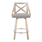 Lot de 2 tabourets de bar hauteur comptoir Charlotte Blanc délavé/Gris clair - LumiSource : pivotants rembourrés, cadre en bois