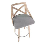 Lot de 2 tabourets de bar hauteur comptoir Charlotte Blanc délavé/Gris clair - LumiSource : pivotants rembourrés, cadre en bois