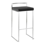 Lot de 3 tabourets de bar empilables LumiSource Fuji, acier inoxydable/velours noir
