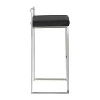 Lot de 3 tabourets de bar empilables LumiSource Fuji, acier inoxydable/velours noir