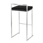 Lot de 3 tabourets de bar empilables LumiSource Fuji, acier inoxydable/velours noir