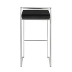 Lot de 3 tabourets de bar empilables LumiSource Fuji, acier inoxydable/velours noir