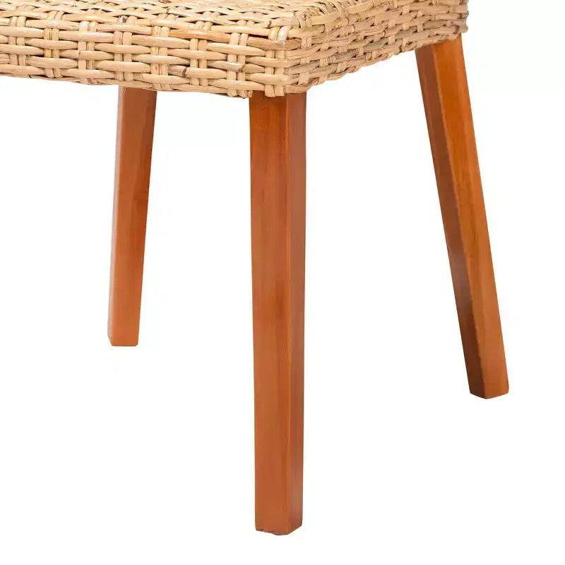 Chaise de salle à manger bali & pari Rowen en rotin et bois d'acajou miel clair/miel