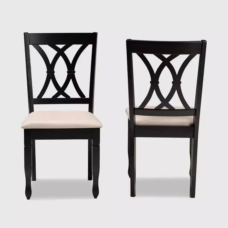 Baxton Studio Lot de 2 chaises de salle à manger en bois rembourrées Reneau, marron sable/espresso