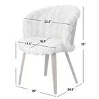 Lifestorey Lot de 2 chaises de salle à manger Amanda en fausse fourrure Blanc cassé/chêne rustique
