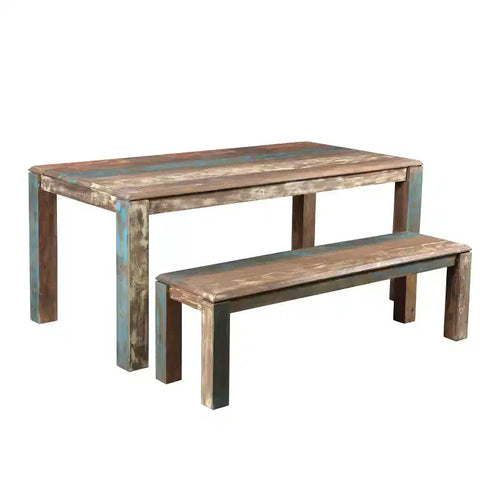 Banc en bois de récupération 60" marron - Timbergirl : Banc de salle à manger rustique rectangulaire, 1 place, entretien à sec