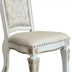 Chaise de salle à manger Vendome 23 po en PU, finition perle antique, motif floral - Acme Furniture