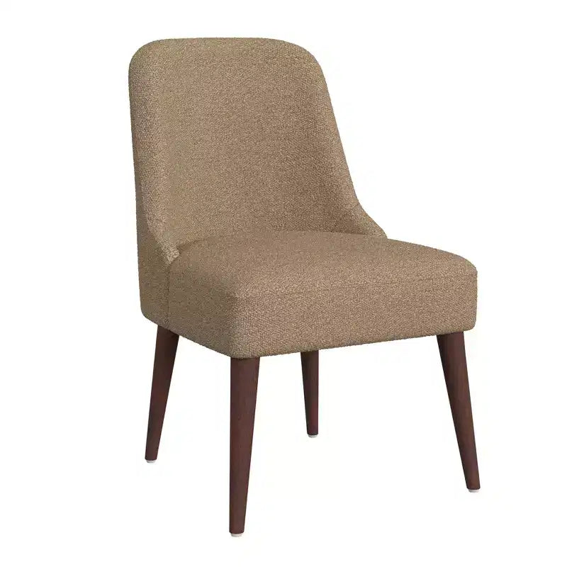 Chaise de salle à manger moderne HomePop Boucle Marron : côté rembourré, pieds en bois fuselés, nettoyage des taches