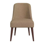 Chaise de salle à manger moderne HomePop Boucle Marron : côté rembourré, pieds en bois fuselés, nettoyage des taches