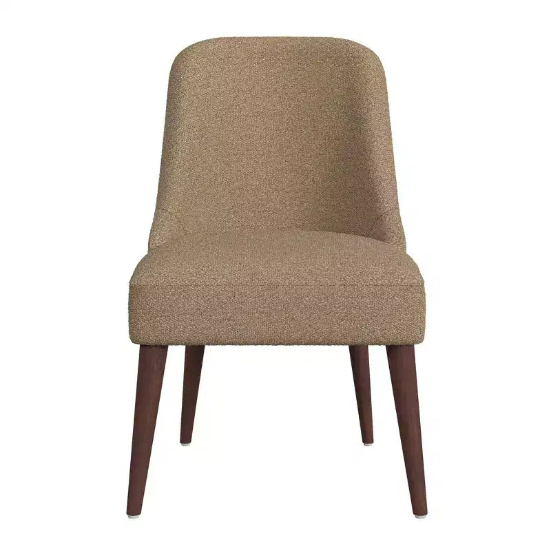 Chaise de salle à manger moderne HomePop Boucle Marron : côté rembourré, pieds en bois fuselés, nettoyage des taches