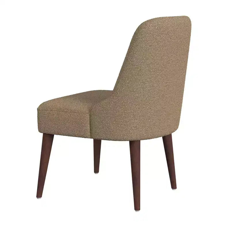 Chaise de salle à manger moderne HomePop Boucle Marron : côté rembourré, pieds en bois fuselés, nettoyage des taches