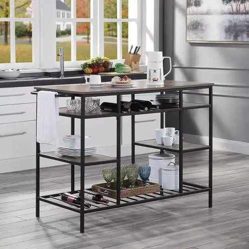 Acme Furniture Îlot de cuisine Lona Chêne rustique/Fini noir
