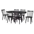 Lifestorey 7pc Edmonton Farmhouse Extendable Dining Set with Solid Wood Chairs Matte Black